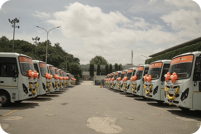 Fleet of buses
